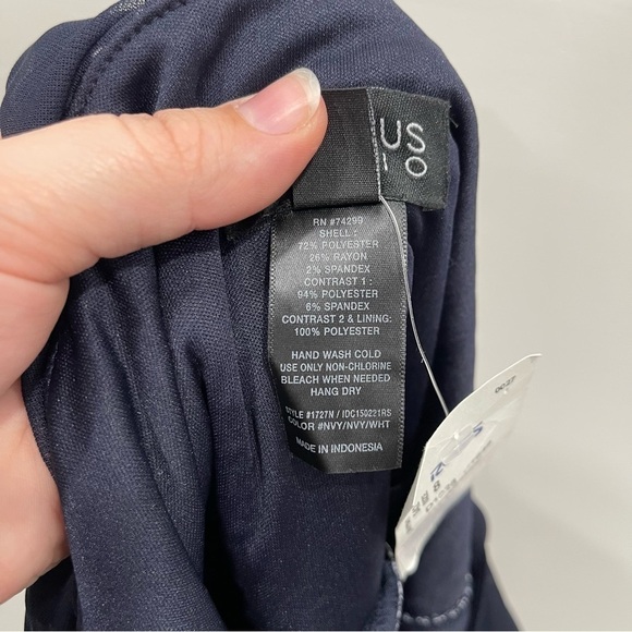 Enfocus Studio Sheer Yoke Polka Dot Peplum Dress Pencil Skirt Size 8 Navy Blue - Picture 7 of 9